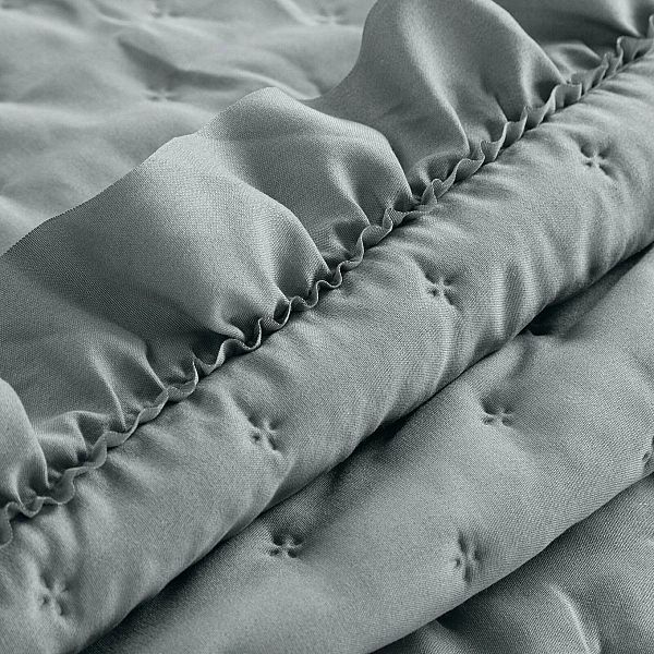 NARZUTA 200x220 na łóżko pikowana dekoracyjna z FALBANKĄ Libi3 Srebrna