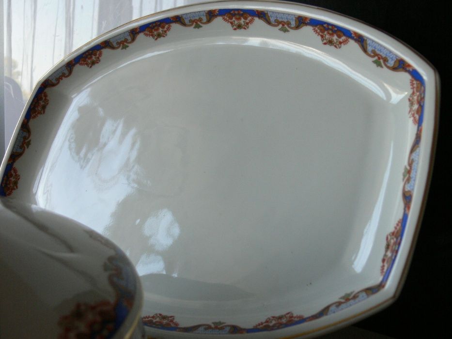 Giesche Czuday 2 szt. patera + waza 1928 malatura porcelana Art Deco