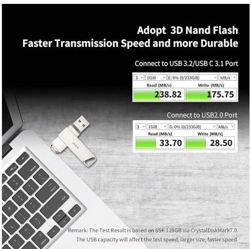 Pendrive SSK 128GB 2 w 1 typ C + USB 3.2 Android MacBook Windows