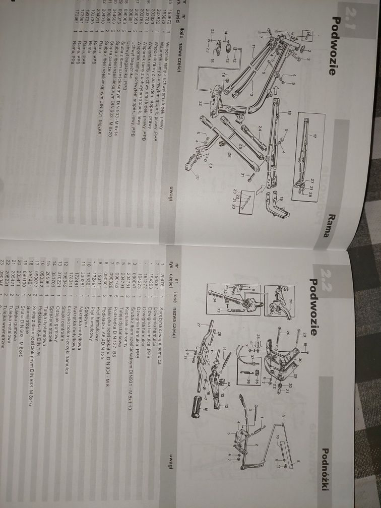 Instrukcja obsługi katalog czesci rama silnik shl m11  175 schemat