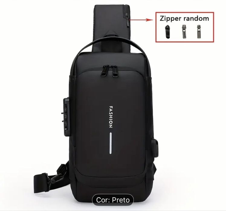 Bolsa de ombro com fecho de senha anto roubo