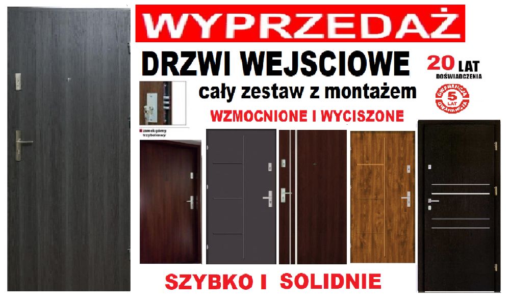 Drzwi z MONTAŻEM wejściowe-ZEWNĘTRZNE do mieszkania-drewniane-metalowe