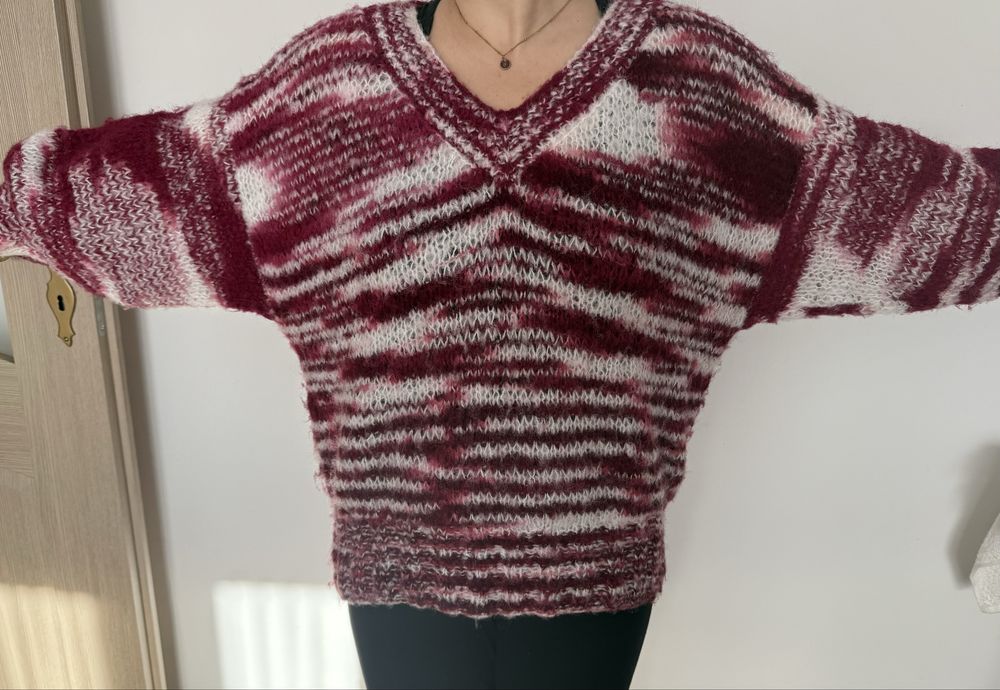 Welniany sweter recznie wykonany,r.44