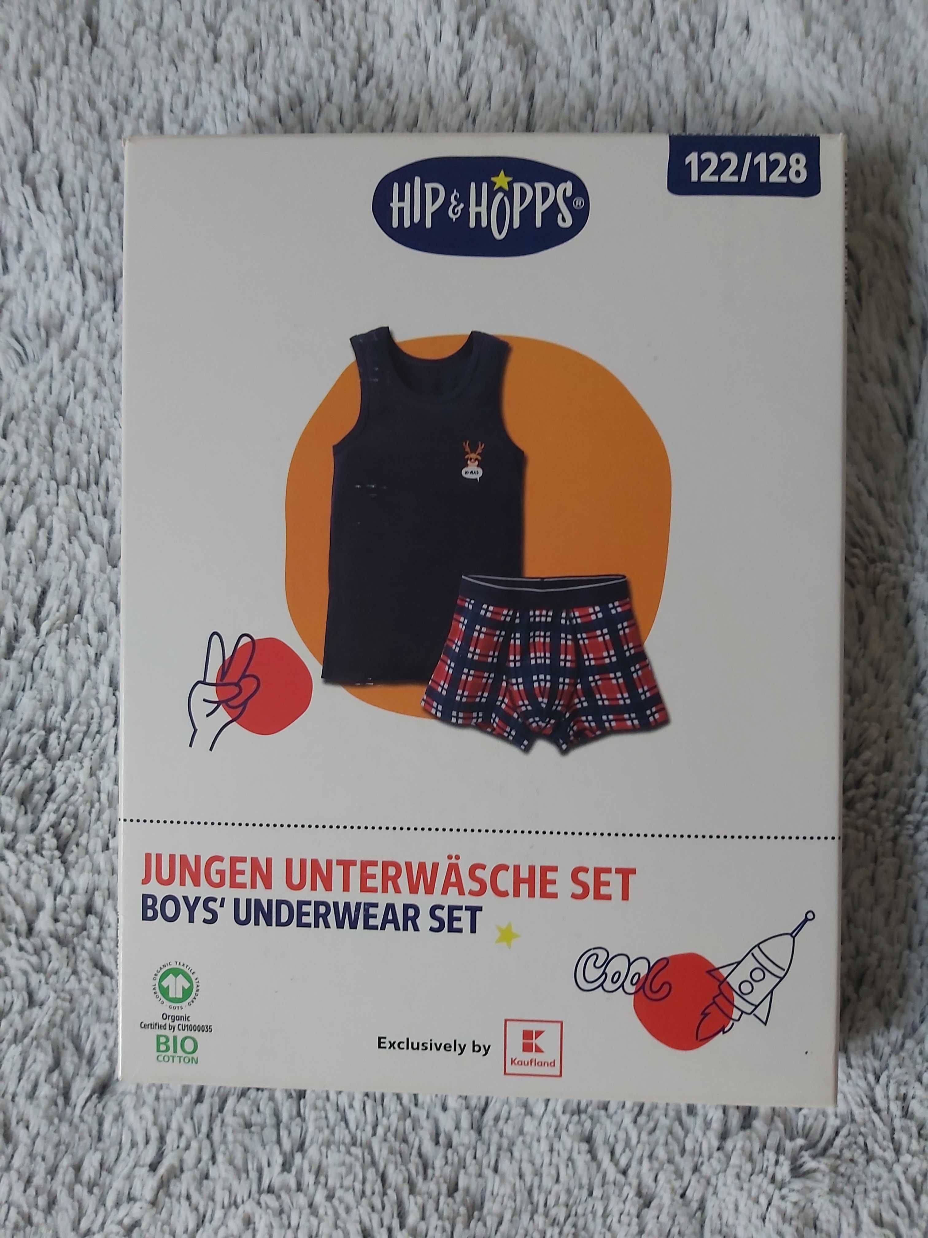 Zestaw podkoszulek i majtki chłopięce, nowe, rozm. 122/128