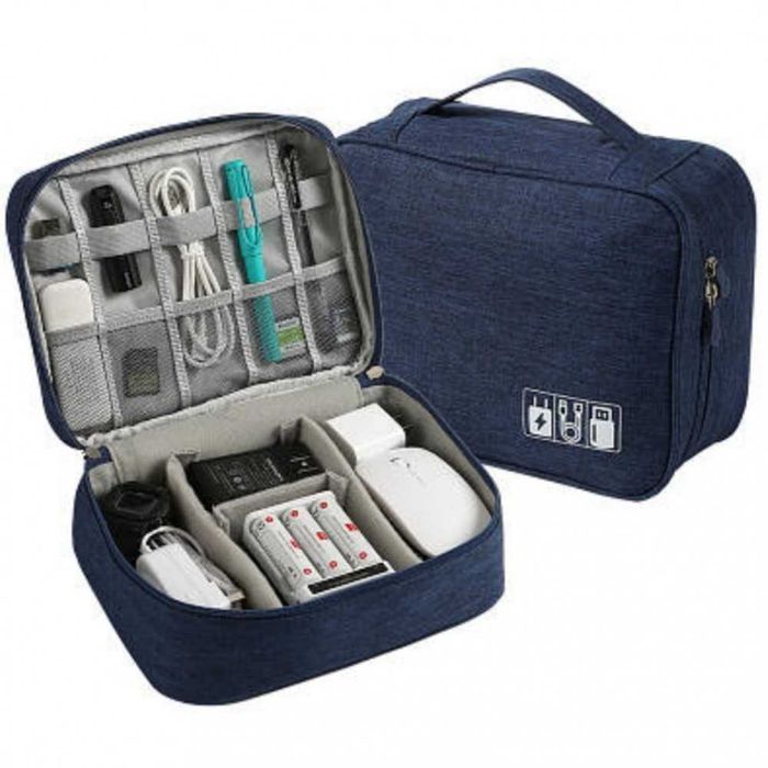 Сумка органайзер для хранения проводов, зарядок, кабелей, 2 отдела