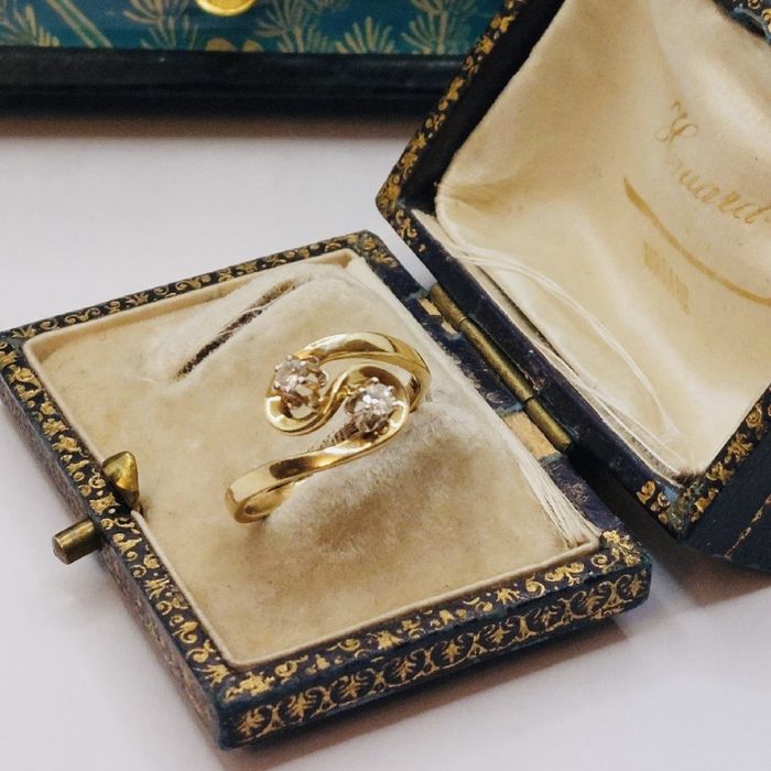 Pierścionek złoto 14k Toi et Moi brylanty 0,18 ct R18 wycen