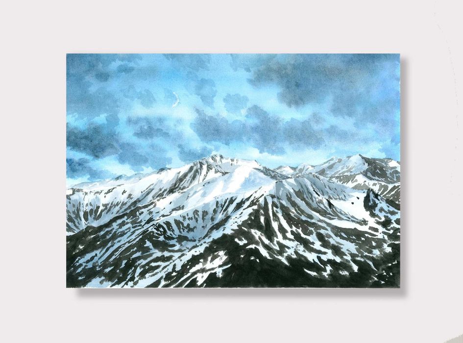 Tatry o zmierzchu akwarela - wydruk Giclee A4