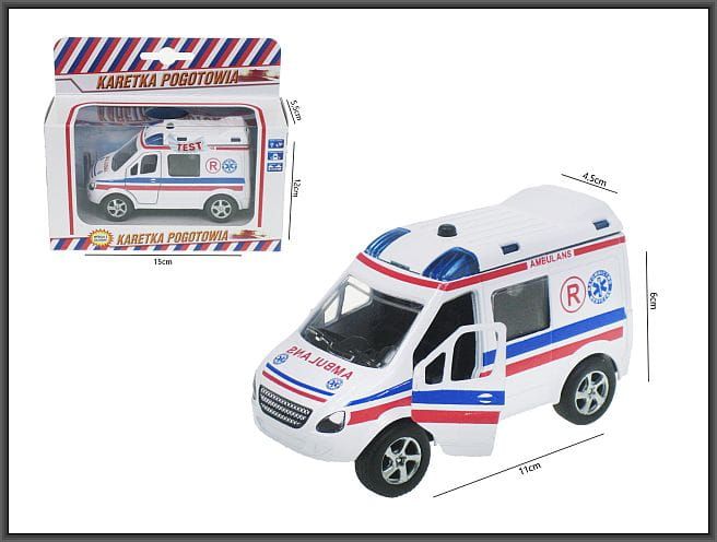 Samochód metalowy ambulans na baterie-polski głos 1012