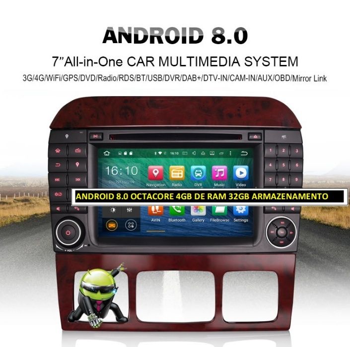 Auto-radio android 14 64GB Mercedes CLASSE S CL W220 W215 Octacore
