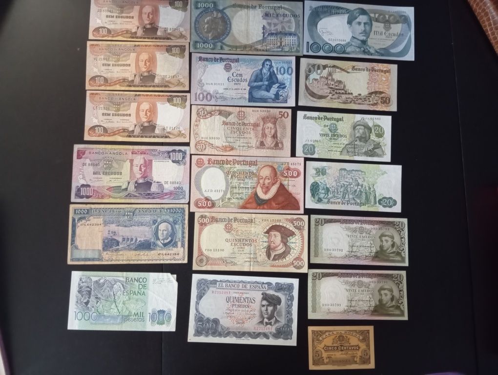 Coleção de 59 notas antigas - vários paises