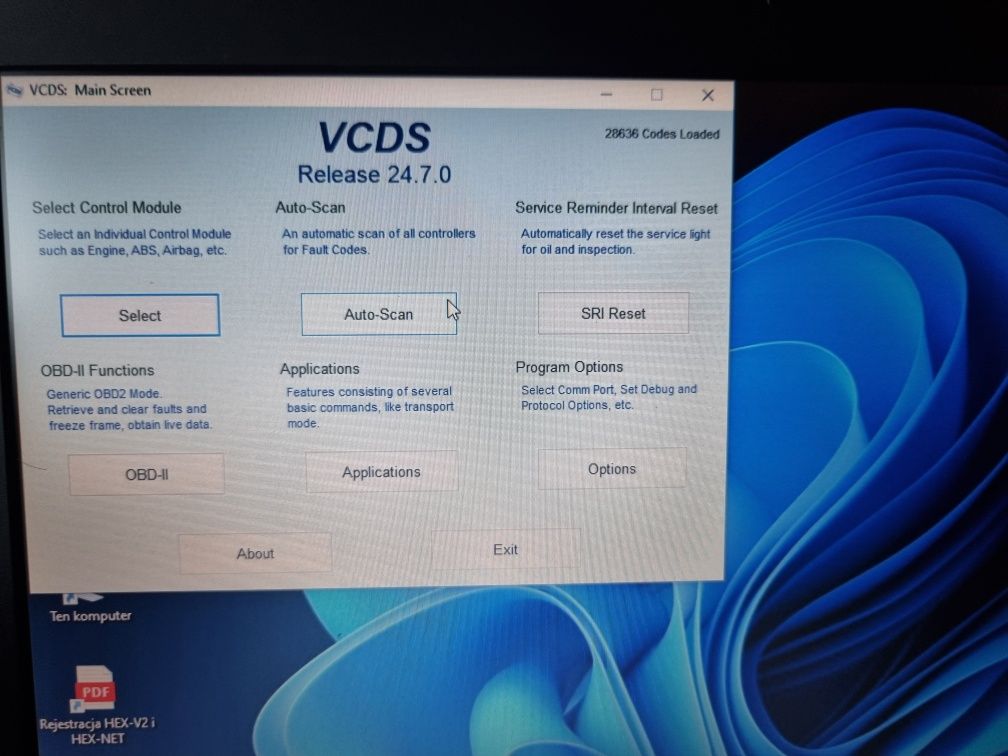 Thinkpad X121e + Interfejs VCDS 24.7.0 VW, AUDI
