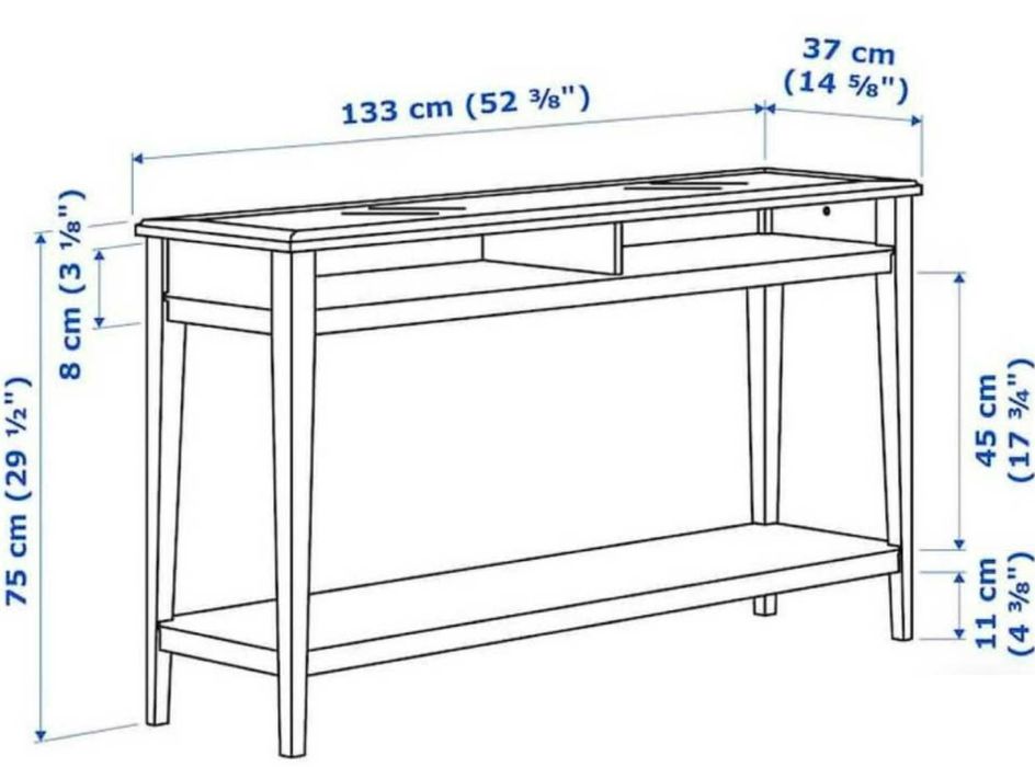 Konsola IKEA Liatrop biała, szklany blat