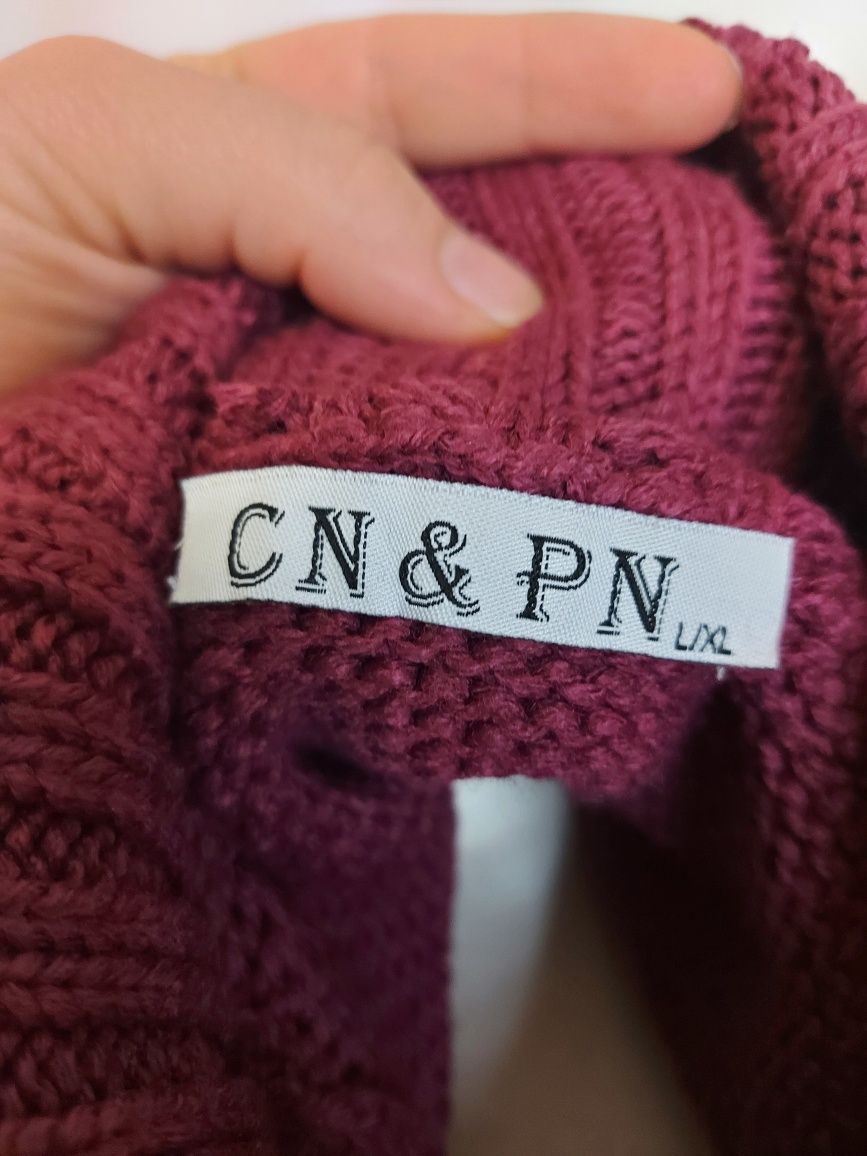 Długi damski Sweter sukienka tunika z golfem rozmiar L / XL
