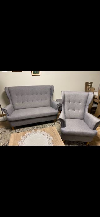 Konplet szary sofa uszak i podnozek