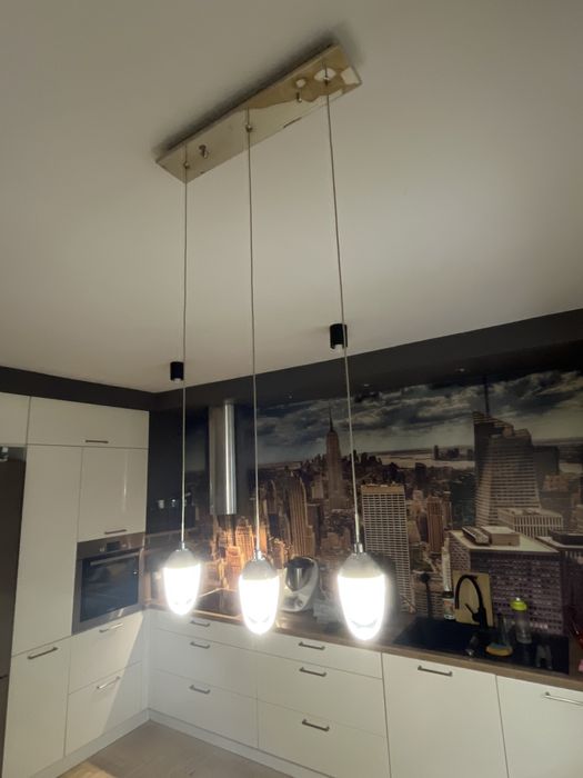 Lampa wisząca, trzypunktowa, srebrna
