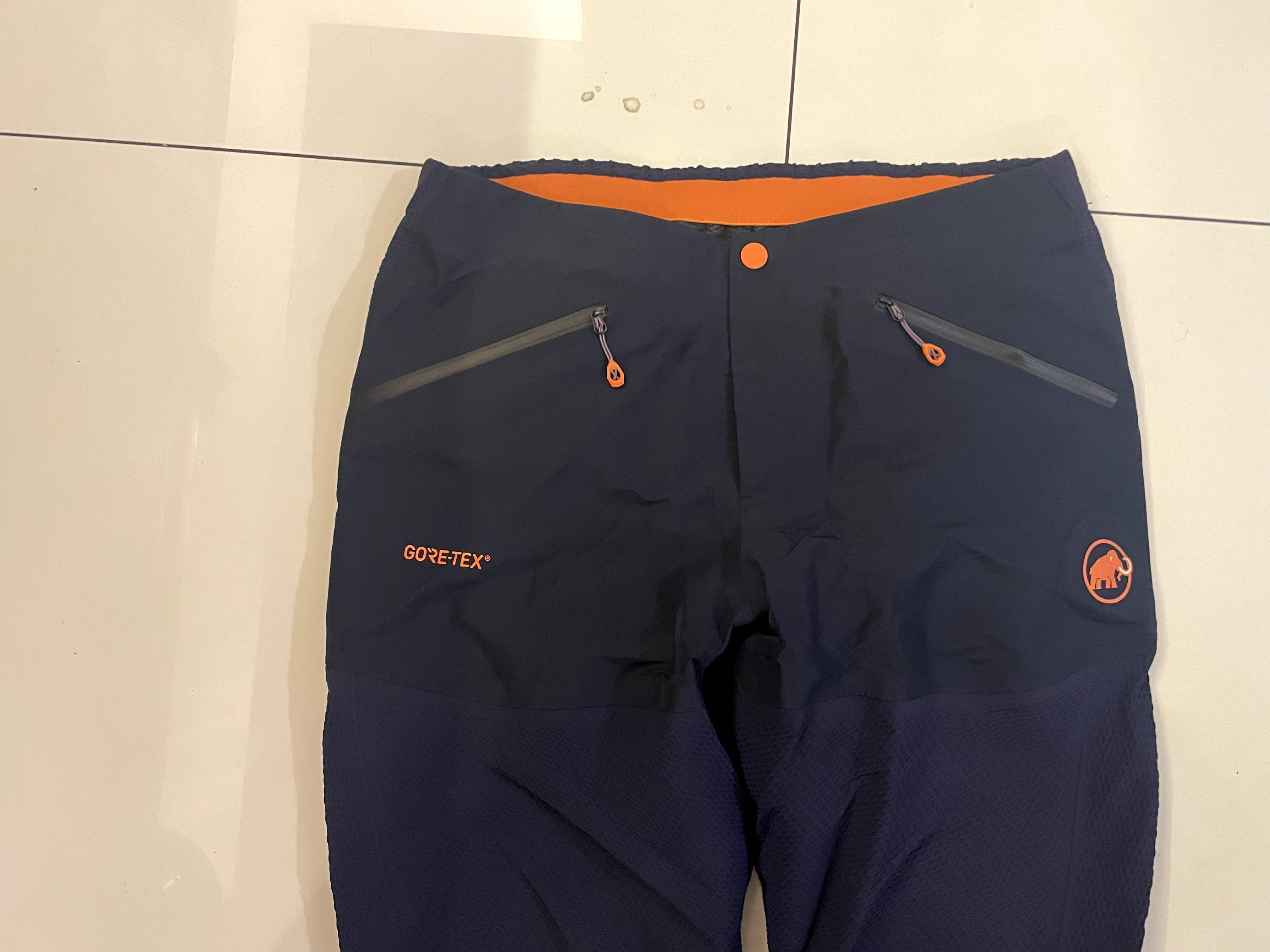 spodnie gore-tex Mammut XL granatowe wzmacniane na dole nogawek