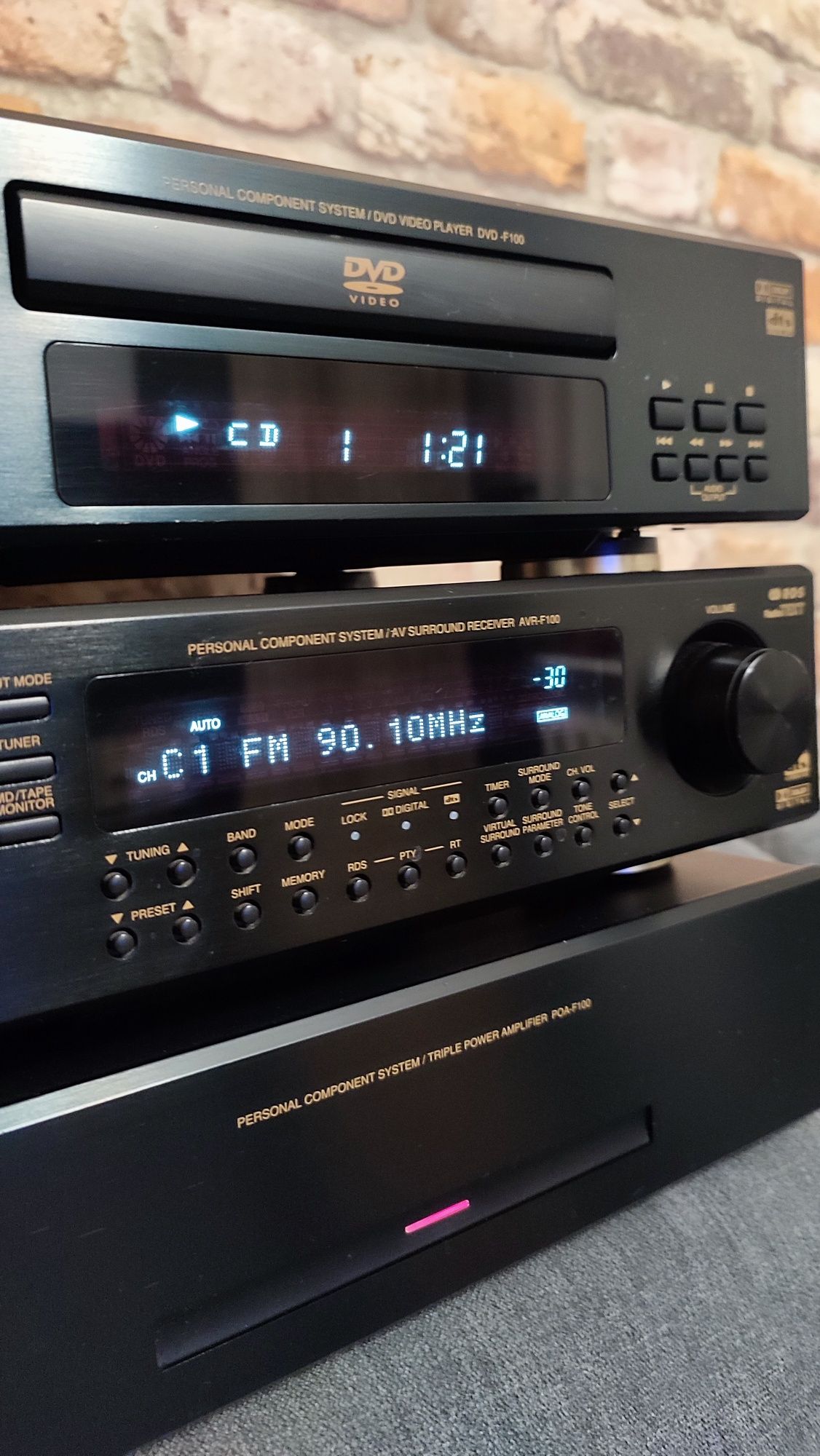 DENON wieża AVR-F100/POA-F100/DVD-F100 kino domowe wzmacniacz/ końcówk