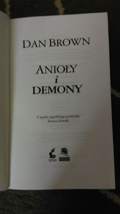 Anioły i demony Dan Brown * autor Kodu Leonarda Da Vinci * Angels and