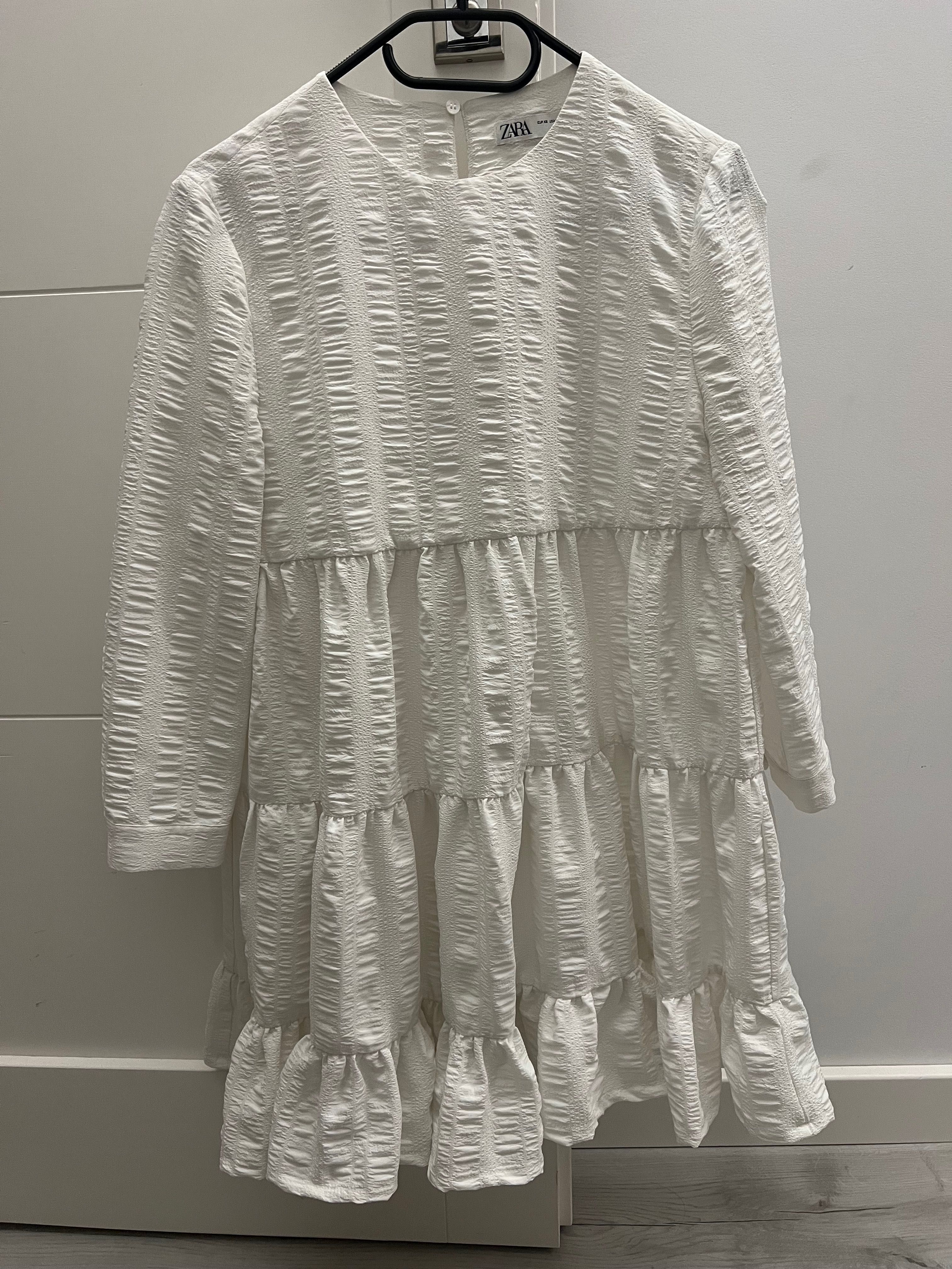 Sukienka boho Zara biała falbanka rozmiar xs 34