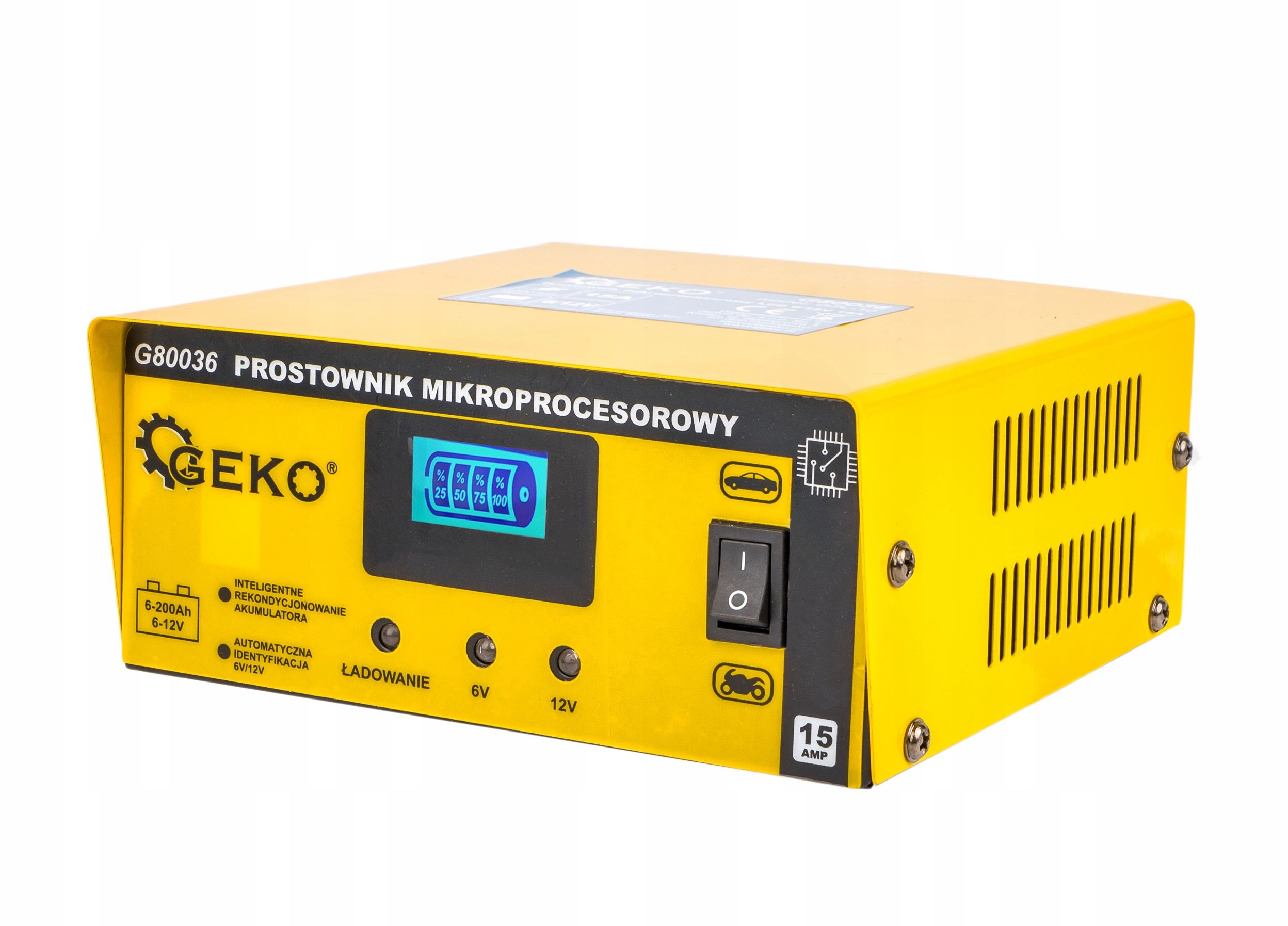 Ładowarka prostownik mikroprocesorowy lcd 6V/12 15A [PRO67]