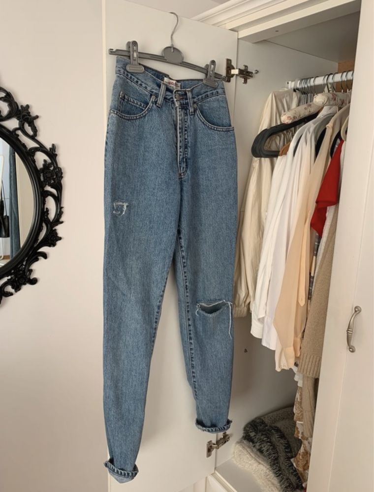 spodnie boyfriend mom jeans dżinsy z wysokim stanem boyfriendy vintage