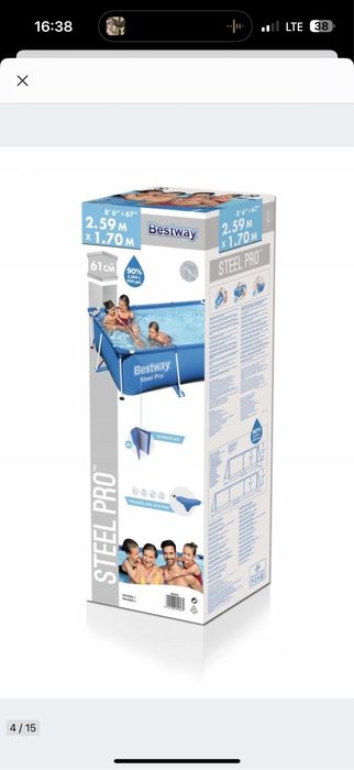 Basen stelażowy bestway 259x170x61 z pompą