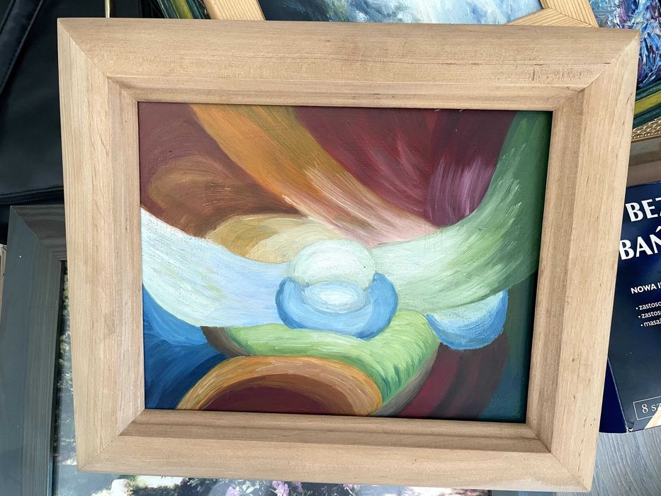 obraz  olejny 25 x 20 w drewnianej ramie