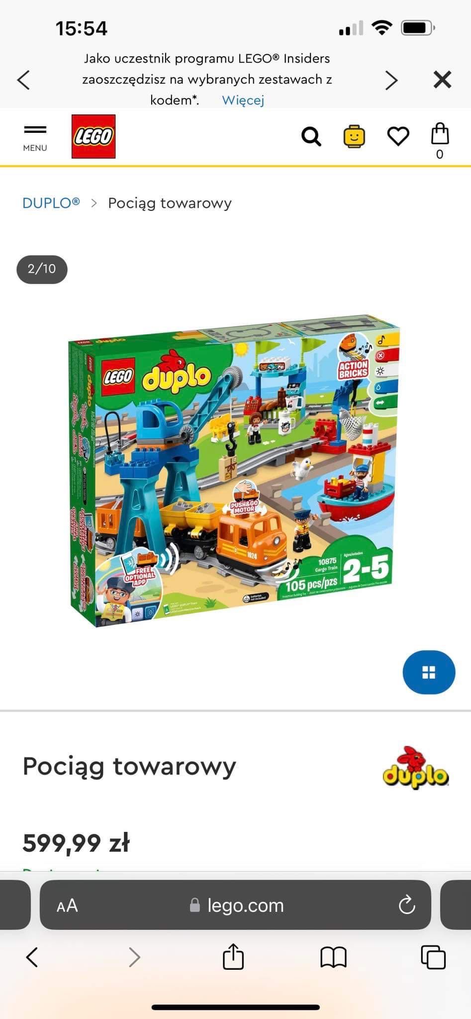 Pociąg towarowy i osobowy Lego Duplo