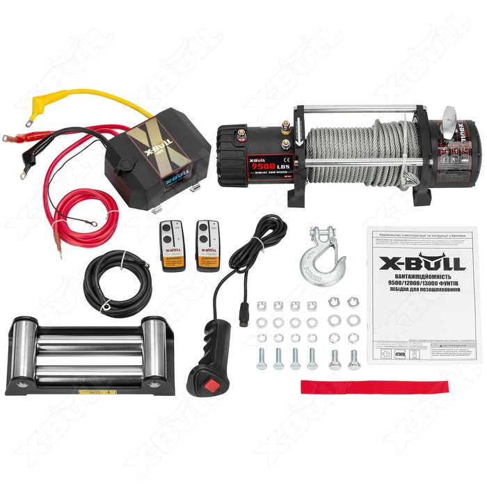Автомобільна електрична лебідка X-BULL 9500 LBS зі сталевим тросом