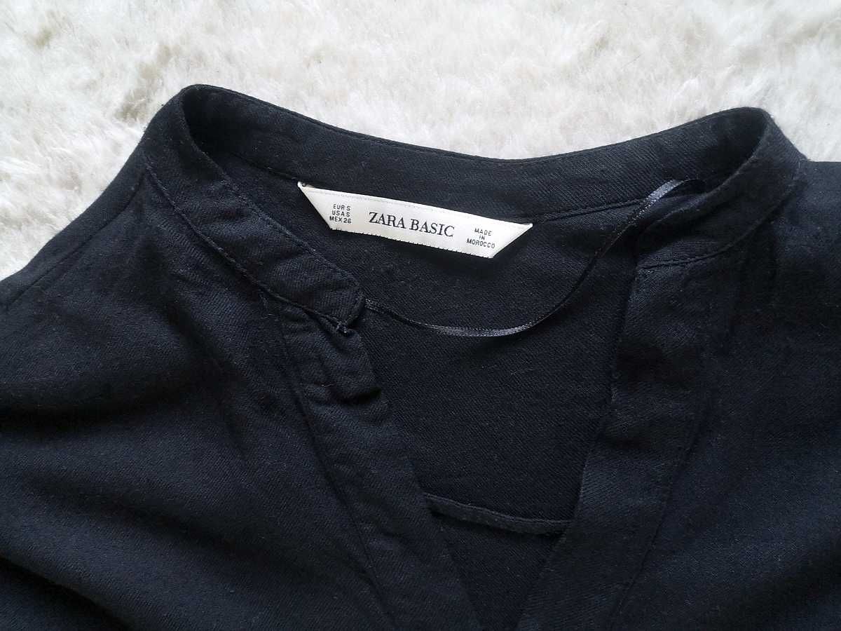 Czarna tunika z guzikami Zara 36 S bluzka koszula oversize w szpic