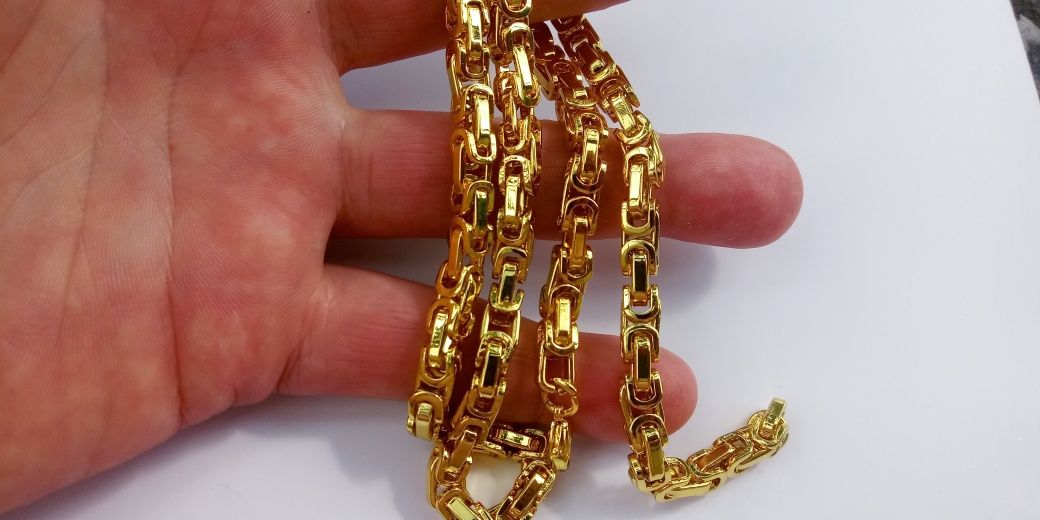Złoty łańcuszek splot królewski, złota bransoletka splot królewski,316