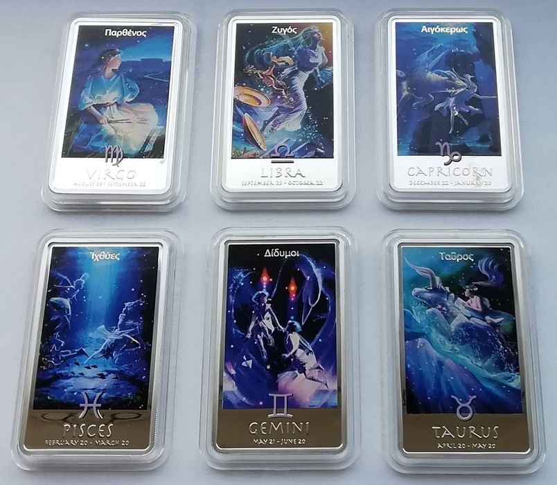 Ніуе 2 долара 2011-2012 р. Монети на тему гороскопи! СРІБЛО. ПРУФ.