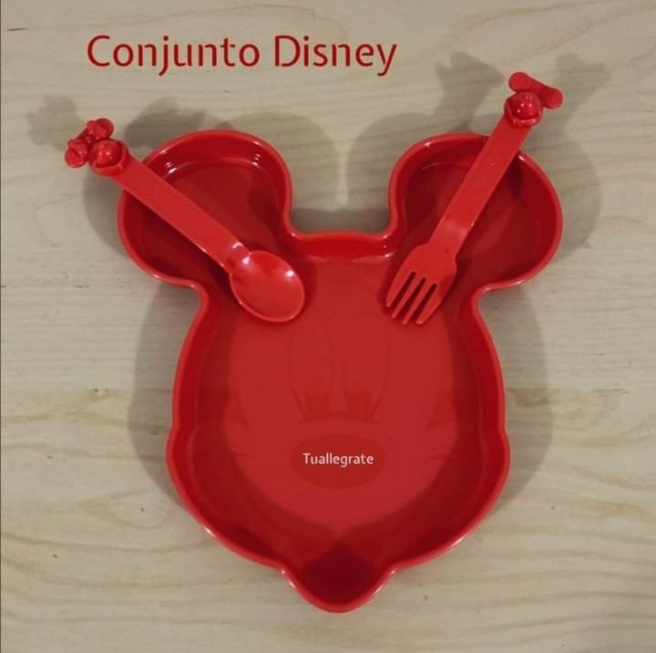 Prato + Garfo + Colher Disney - Tupperware