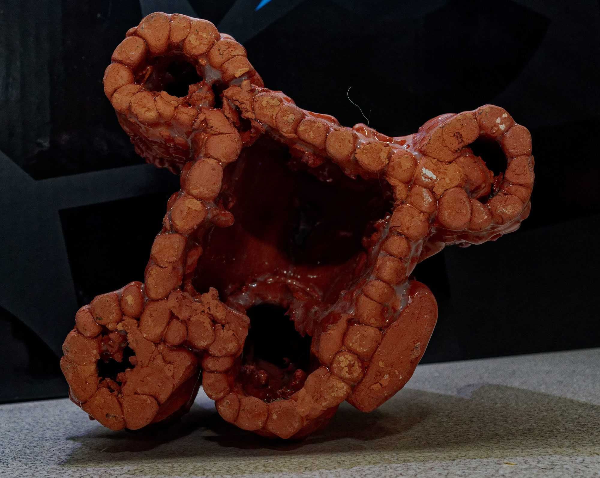Figurka domek kominek świecznik gliniany naturalny tealight