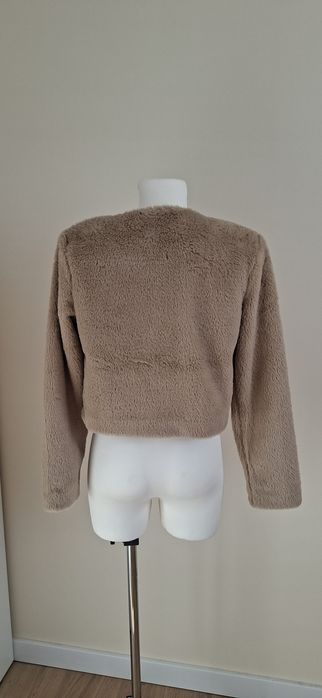 Futerko żakiet krótki narzutka miś długi rękaw kolor karmelowy H&M XS
