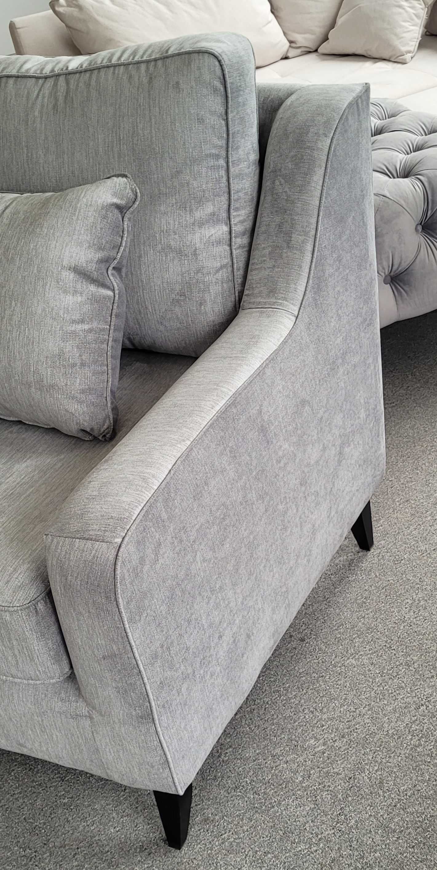 Fotel wypoczynkowy szary tapicerowany miły materiał