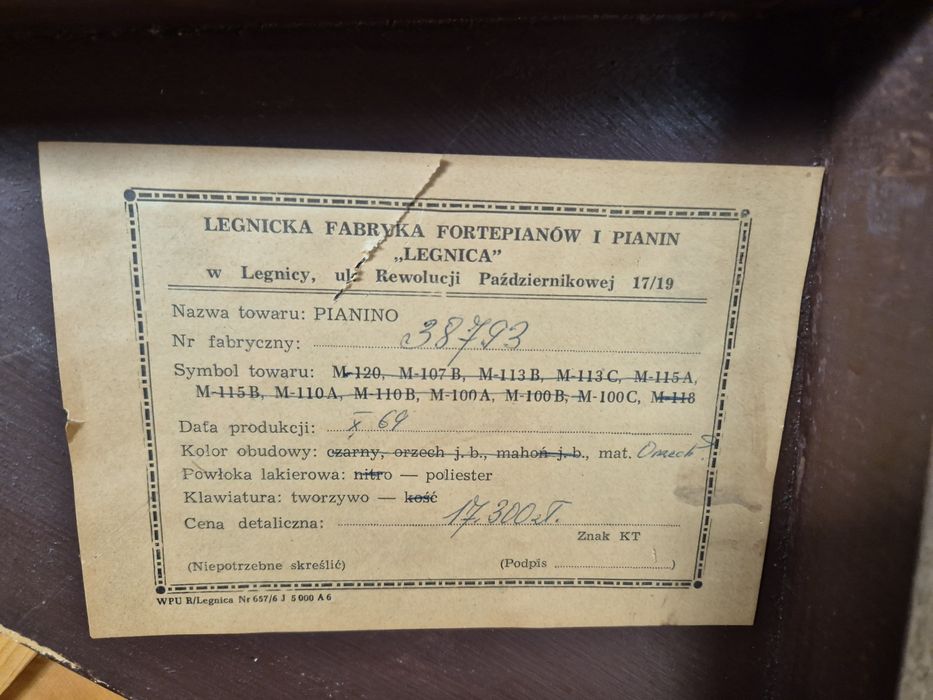 Pianio marki Legnica
