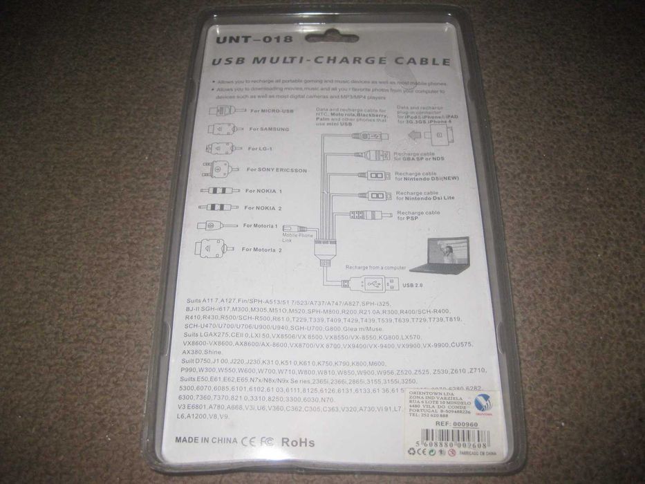 Carregador USB de Consolas, Telemóveis...Novo!