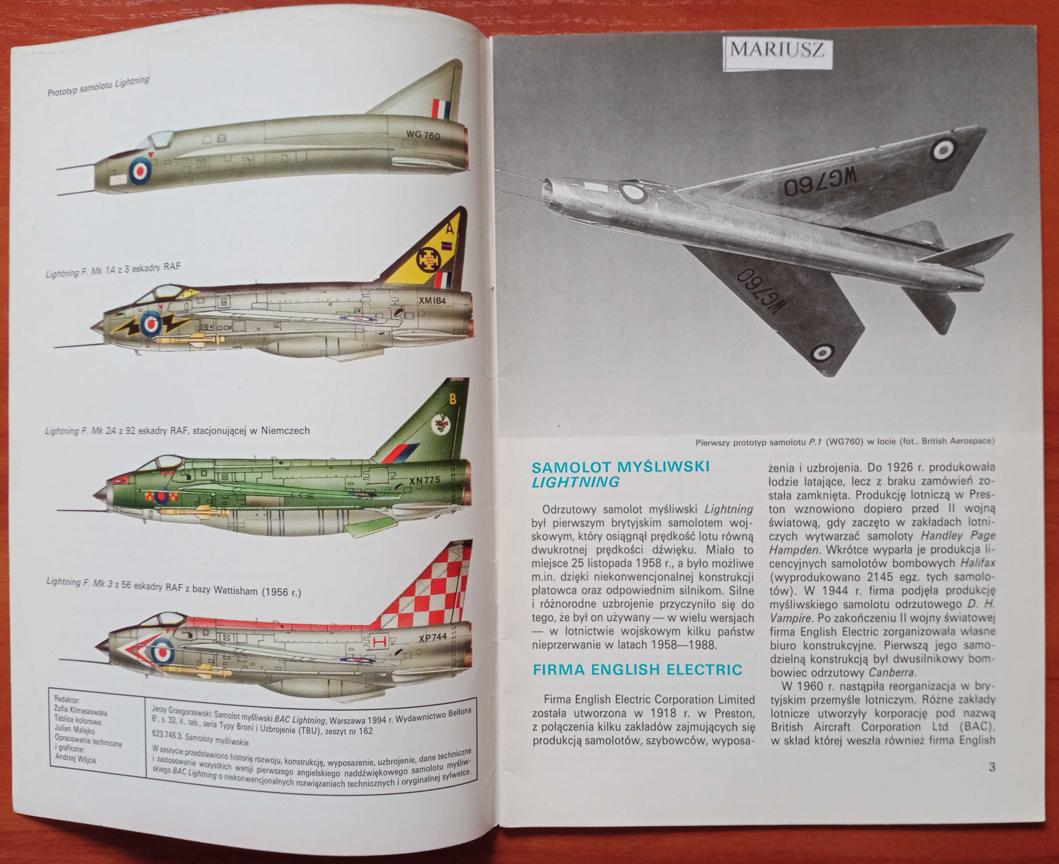 Jerzy Grzegorzewski, Samolot myśliwski BAC Lightning (TBiU 162)