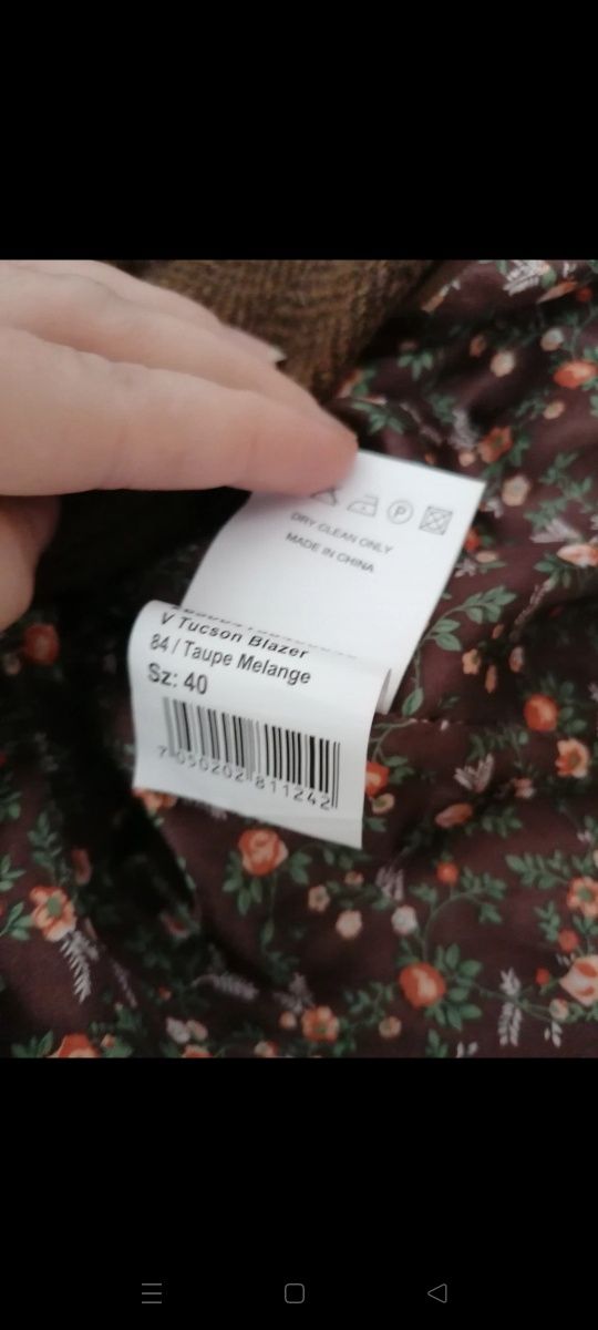 Marynarka z wełną Tara 40/L w jodełkę styl vintage