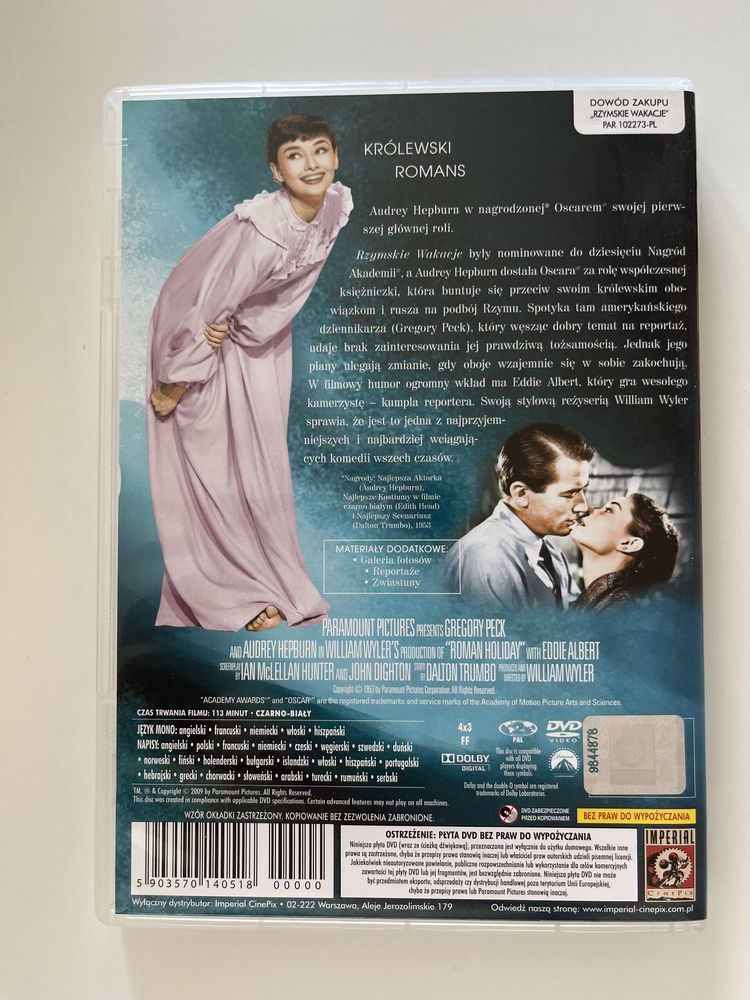 DVD Rzymskie wakacje Audrey Hepburn