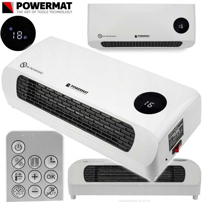 POWERMAT Kurtyna Powietrzna 2000w Pilot Termowentylator LCD PM1192