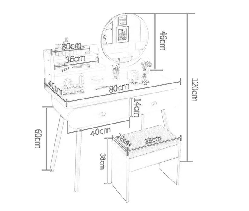 Туалетний столик з круглим дзеркалом/Косметический женский стіл