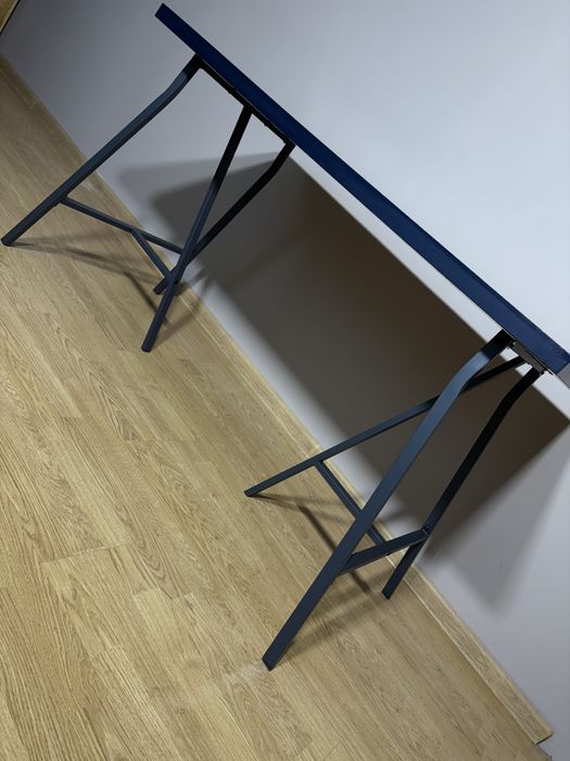 Biurko granatowe IKEA LINNMON blat + nogi
