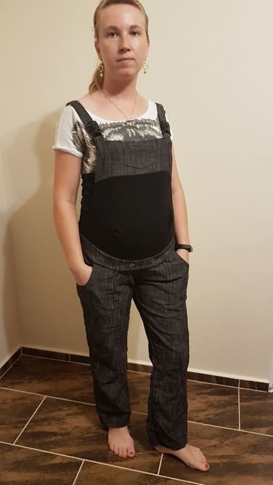 Spodnie ciążowe z szelkami