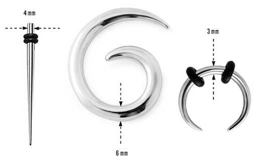 Spirala Fuksja zestaw 6 sztuk od 2mm-8mm akryl