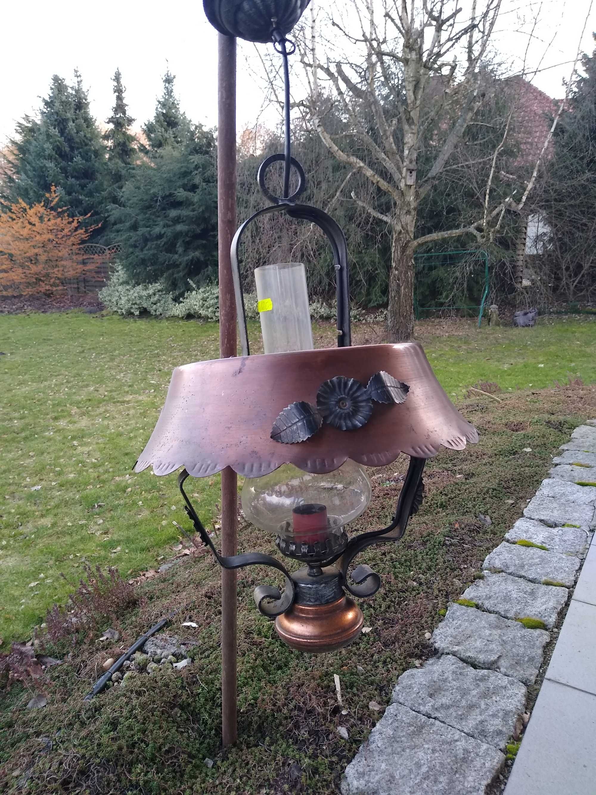 Lampa / żyrandol retro miedziana