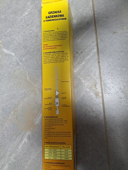 Nowa grzałka łazienkowa 1200w