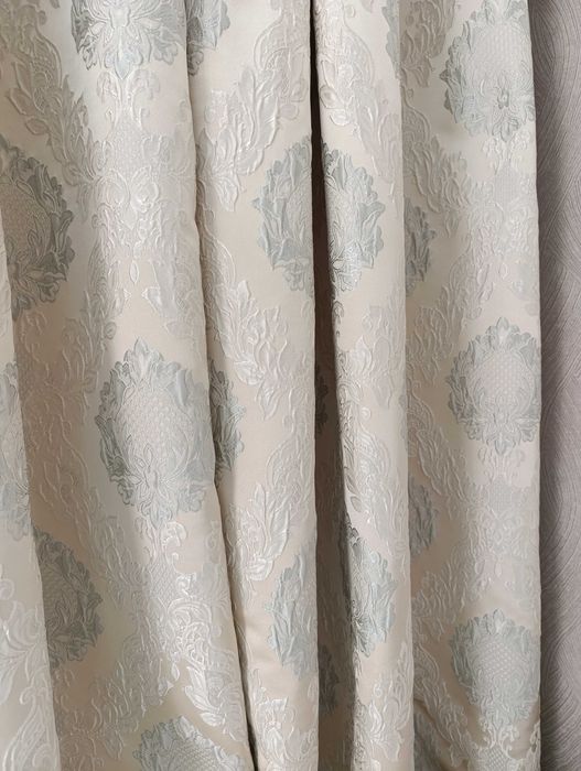 Штори порт'єрні молочно, сіро-блакитні 248*133