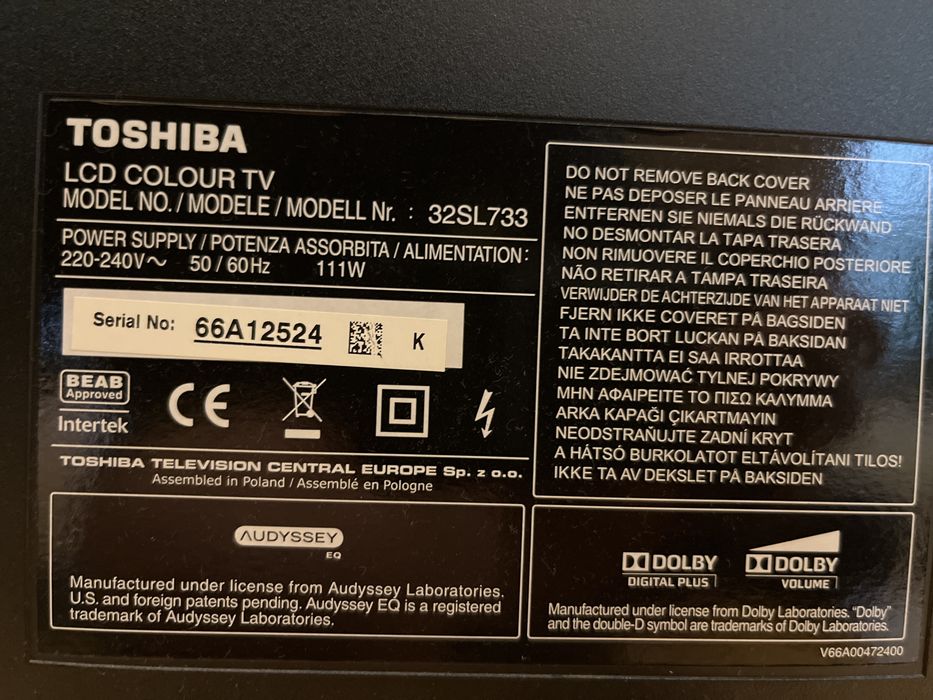 TV Toshiba LCD REGZA 32SL733